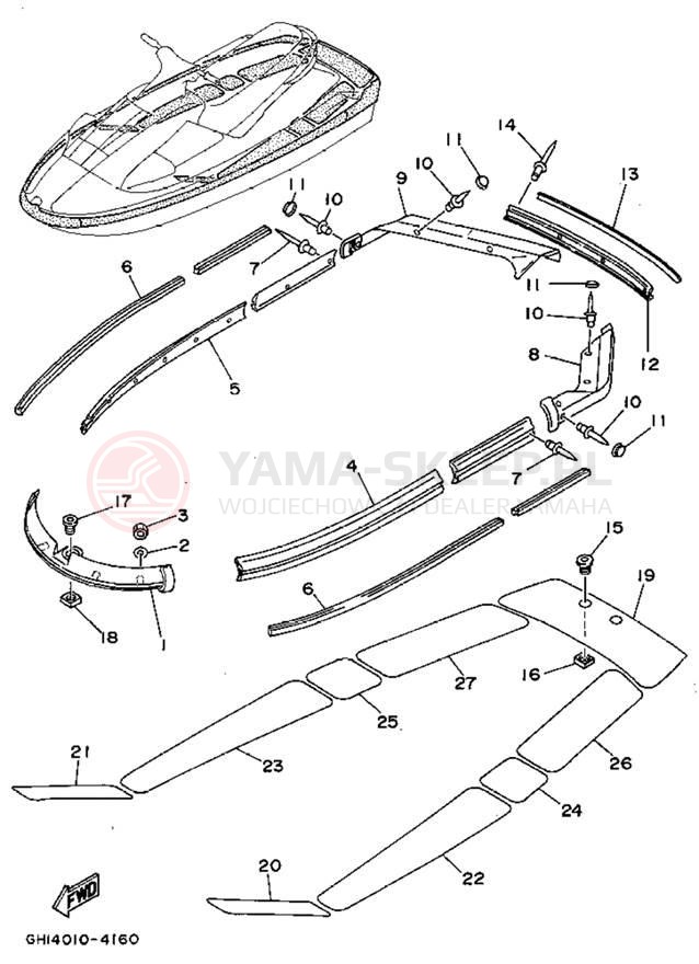 Schemat "GUNWALE - MAT" do Yamaha WAVE RAIDER RA700S