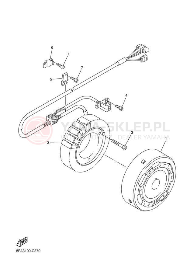 Schemat "prądnica" do Yamaha RX WARRIOR RXW10J/RXW10SJ