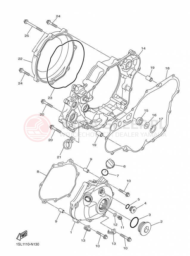 Schemat "Pokrywa silnika" do Yamaha YZ450F YZ450FFL/YZ450FFW