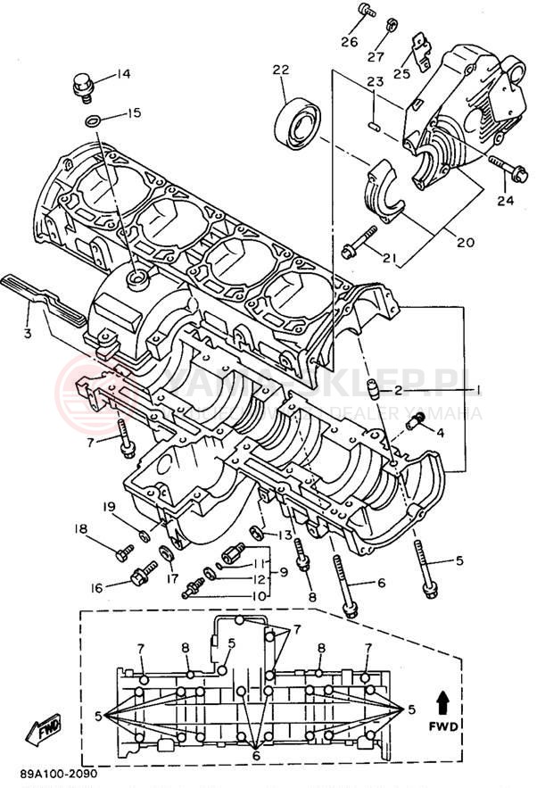 Schemat "Obudowa silnika" do Yamaha VMAX-4 VX750U