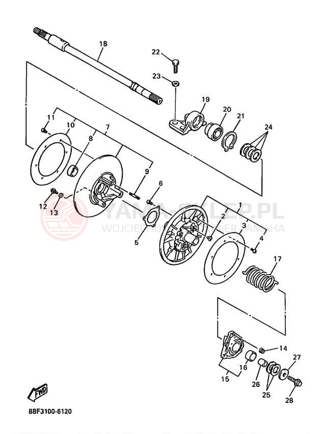 Schemat "Przeniesienie napędu" do Yamaha PHAZER SS PZ480A