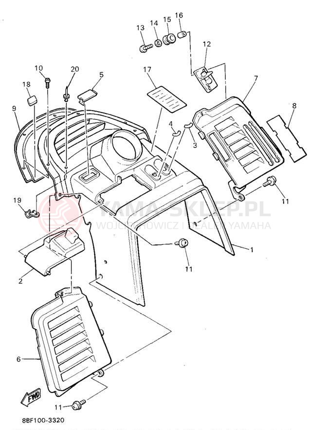 Schemat "INSTRUMENT PANEL" do Yamaha PHAZER II PZ480V