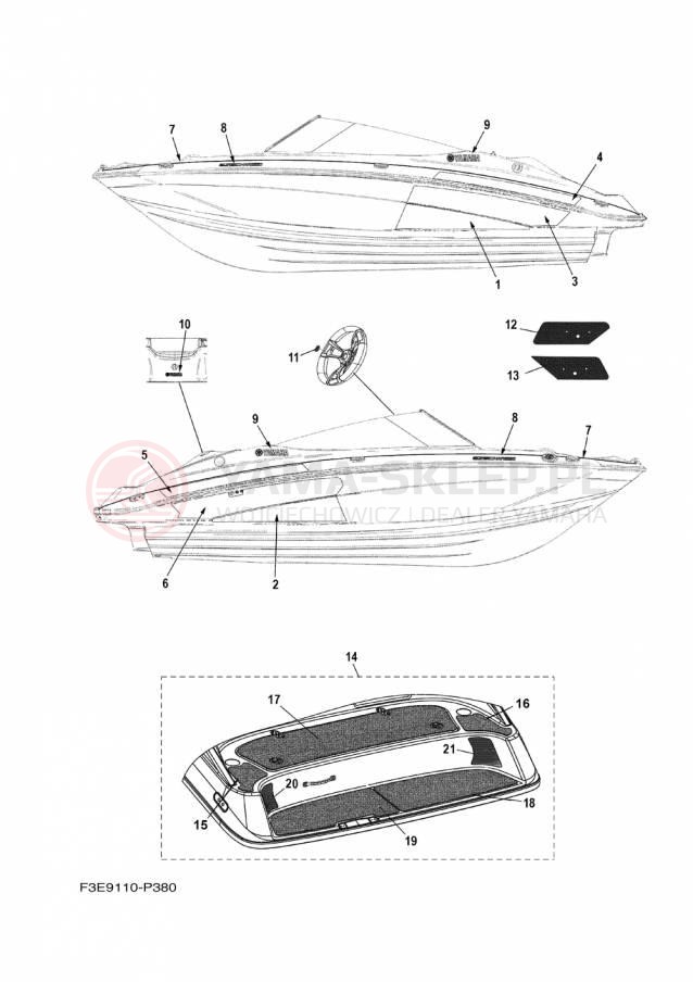 Schemat "Naklejki" do Yamaha AR192 RM1800AP/RM1800BP