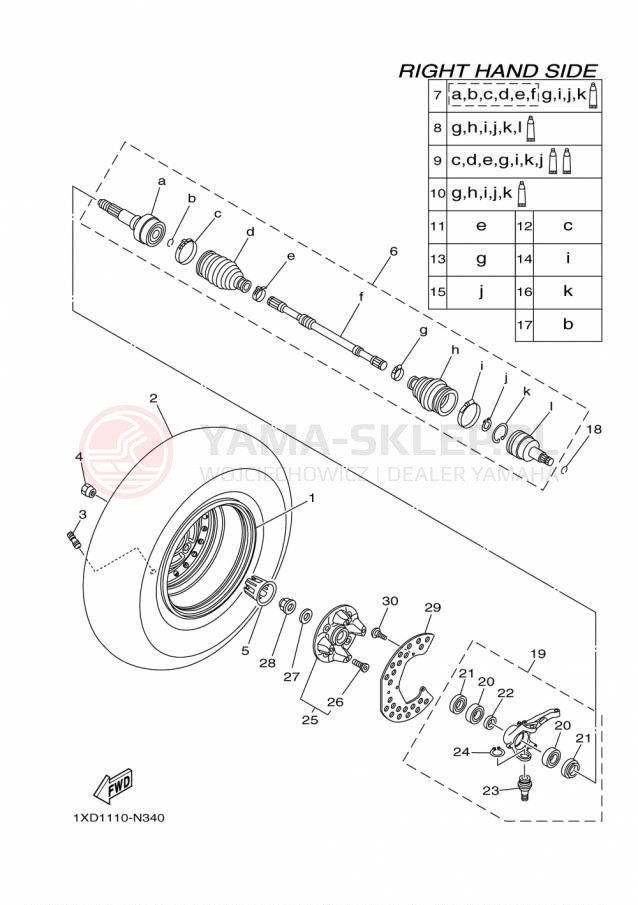Schemat "Koło przód" do Yamaha VIKING EPS YXM700PFL