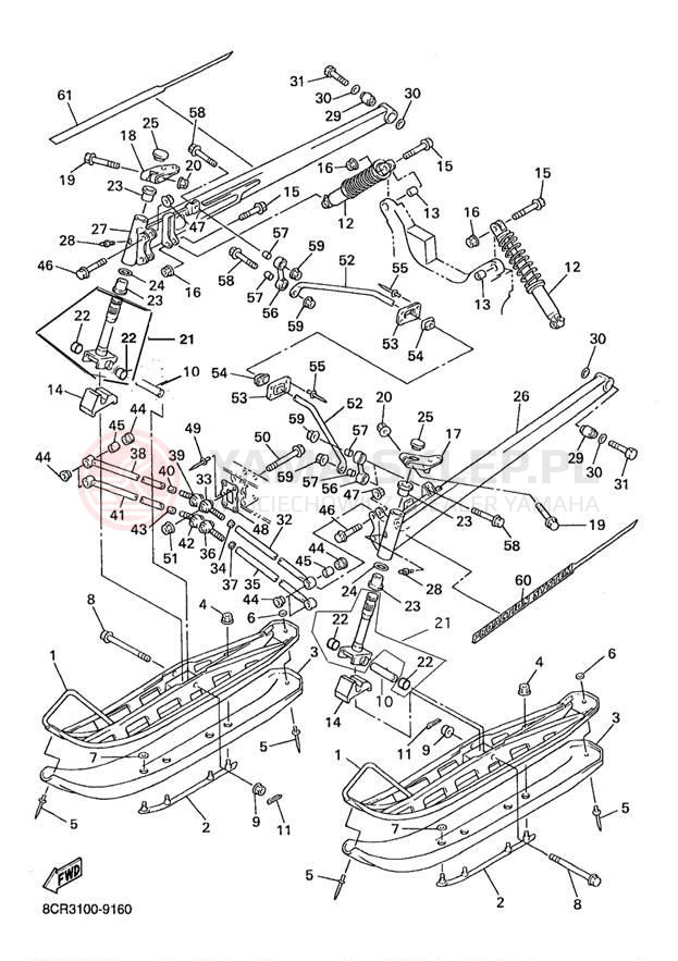 Schemat "płozy" do Yamaha VT500C/VX500ERC