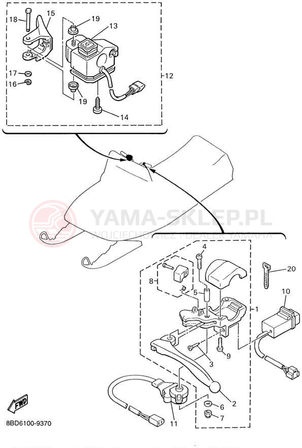 Schemat "Kierownica i osprzęt" do Yamaha BRAVO LT BR250TD