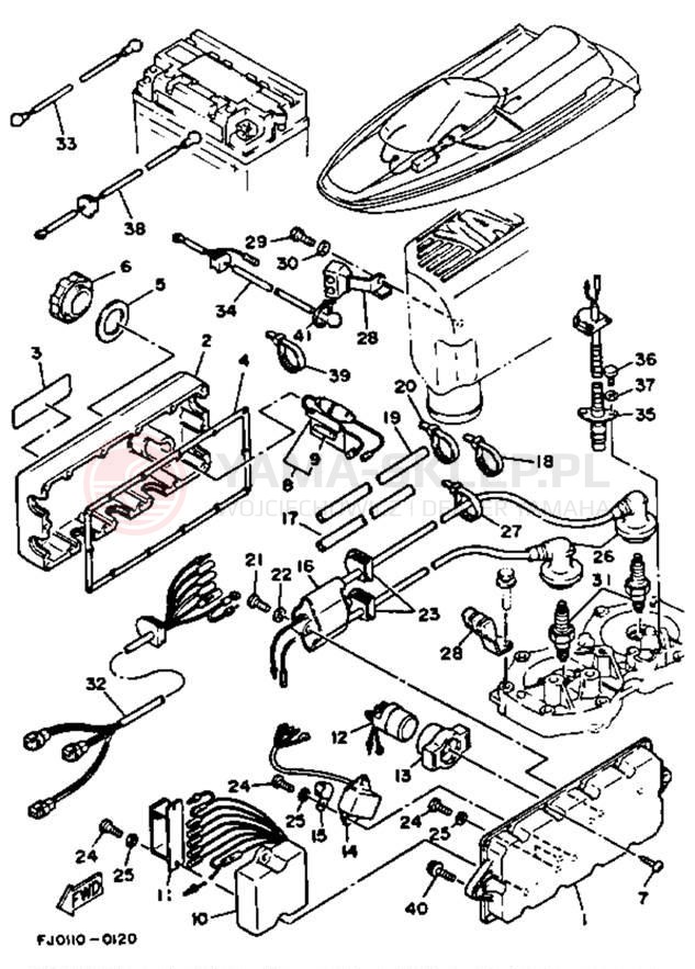 Schemat "układ elektryczny" do Yamaha WAVE RUNNER III WRA650R