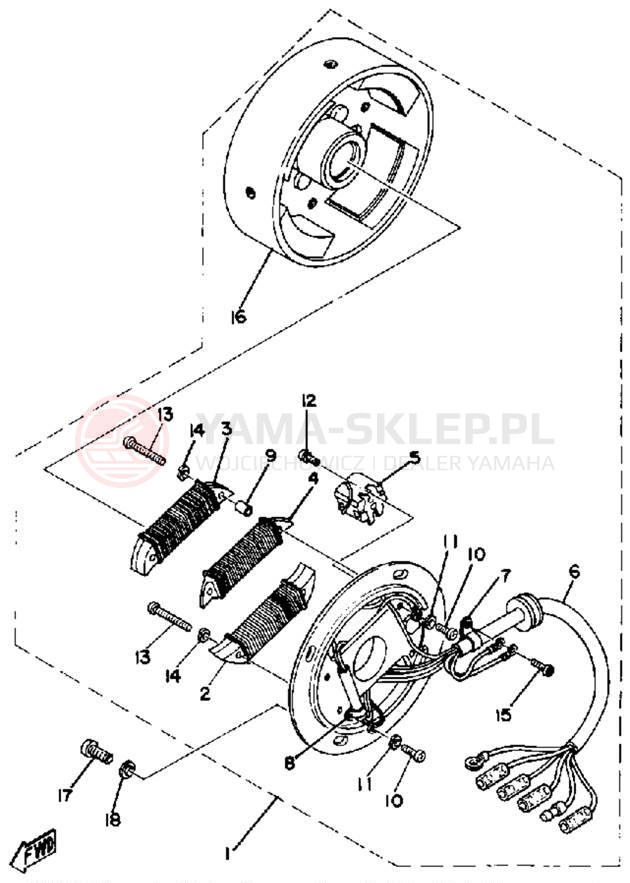 Schemat "Moduł zapłonowy - cewka" do Yamaha EX440E
