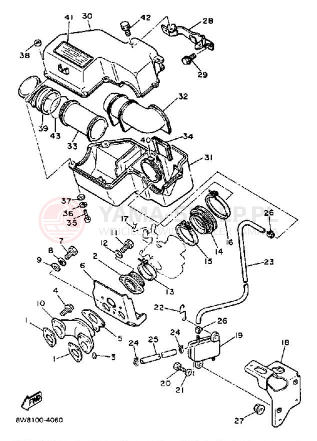 Schemat "Filtr powietrza" do Yamaha EXCEL III EC340H