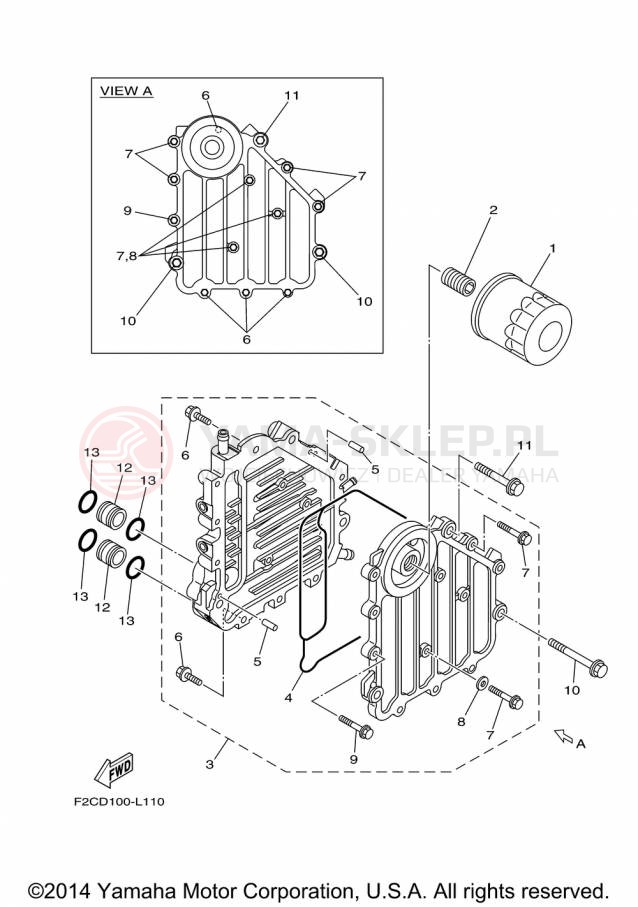 Schemat "Chłodnica oleju" do Yamaha WAVE RUNNER FX SHO FA1800P
