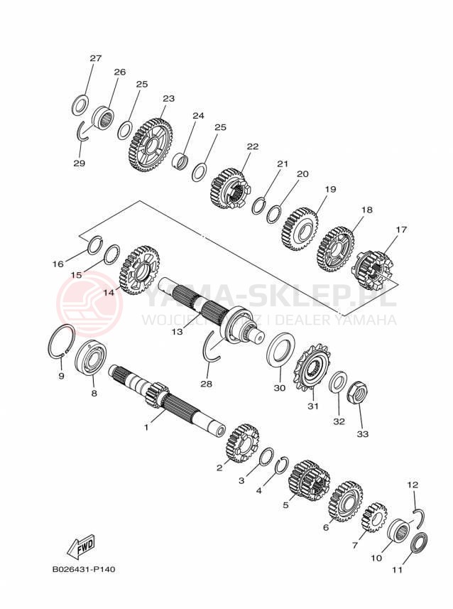 Schemat "Skrzynia biegów " do Yamaha YZFR3 YZFR3FL/YZFR3FR/YZFR3FB