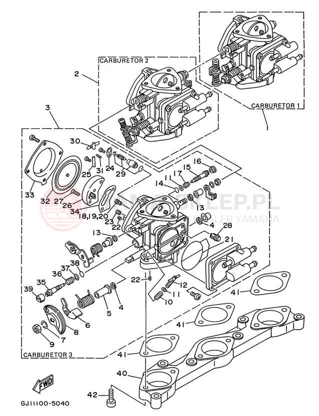 Schemat "Gaźnik" do Yamaha WAVE RAIDER 1100 RA1100U