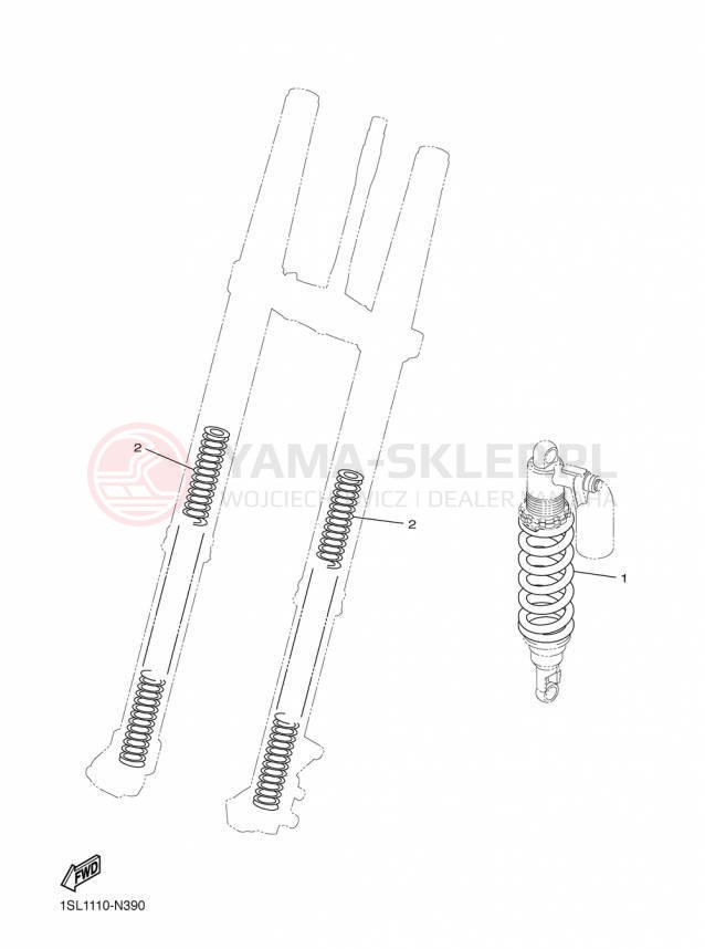 Schemat "Zawieszenie przód" do Yamaha YZ250F YZ250FFW/YZ250FFL