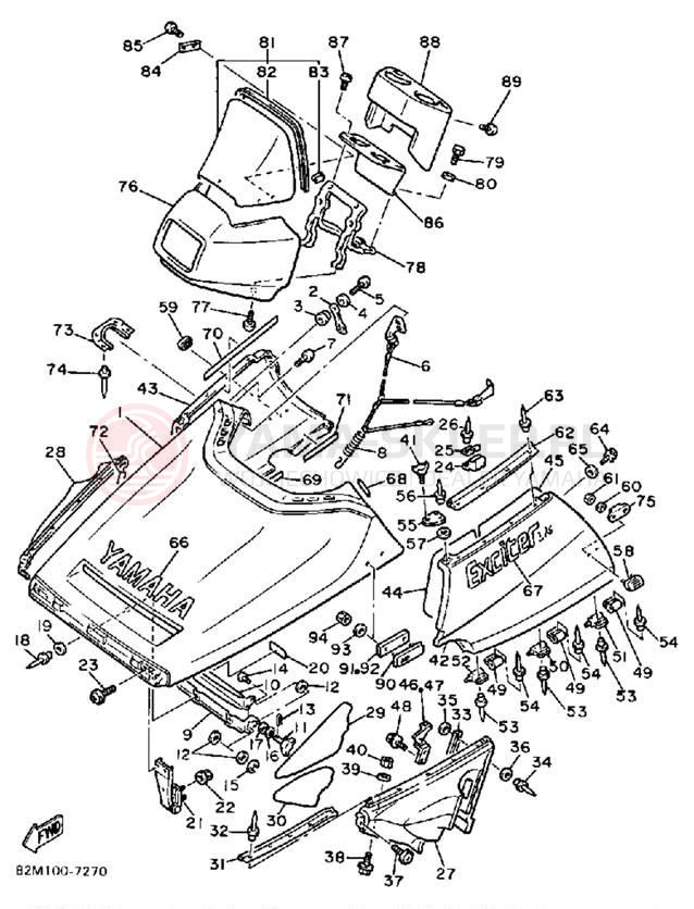 Schemat "SHROUD - WINDSHIELD" do Yamaha EXCITER EX570L