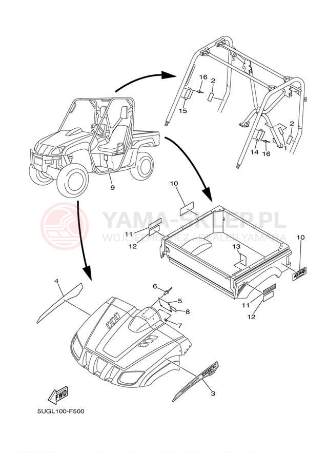 Schemat "naklejki" do Yamaha RHINO 660 YXR66FW