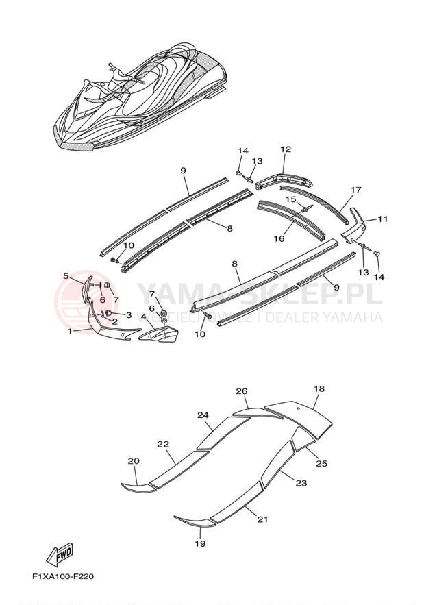 Schemat "GUNWALE - MAT" do Yamaha FX1000-F