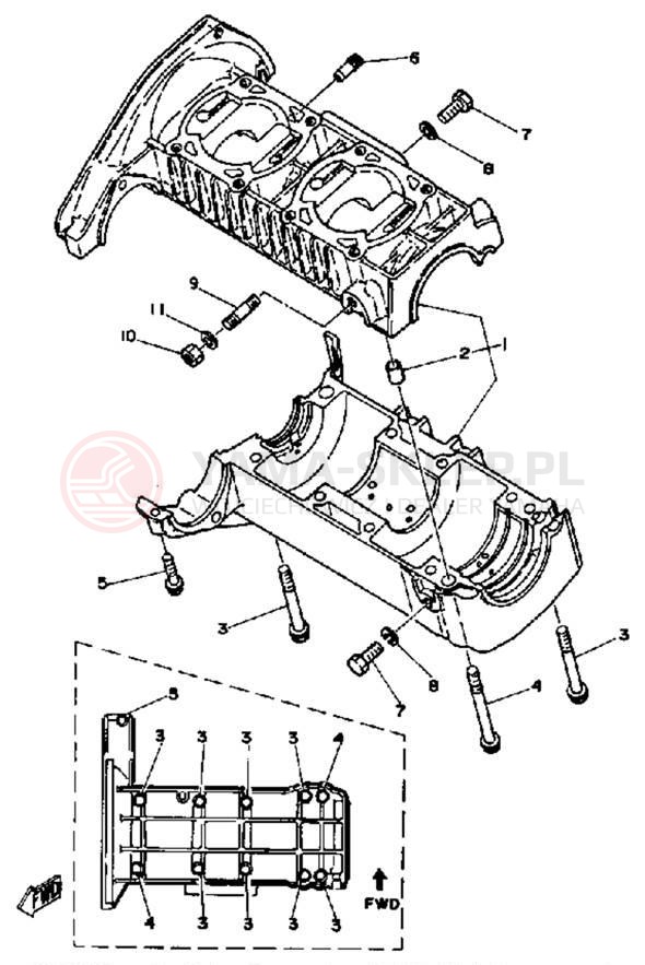 Schemat "Obudowa silnika" do Yamaha EC540D