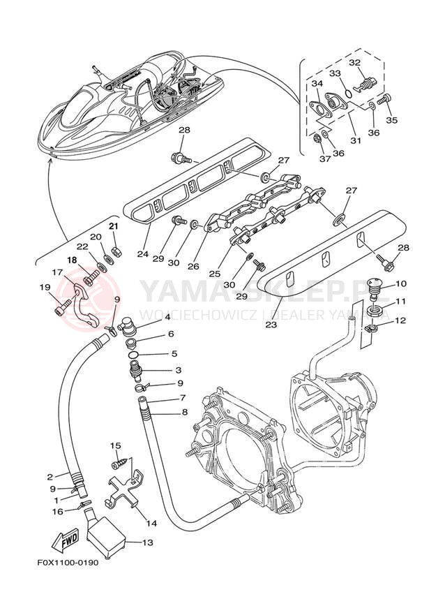Schemat "HULL & DECK" do Yamaha GP1200 GP1200AY