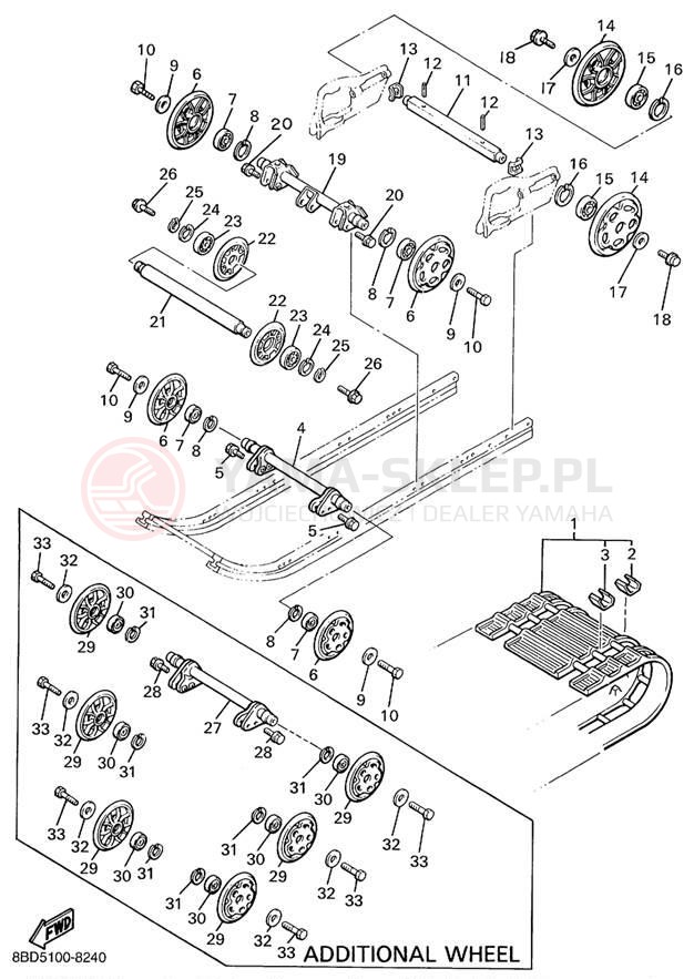 Schemat "Zawieszenie gąsiennicy" do Yamaha BRAVO LT BR250TC
