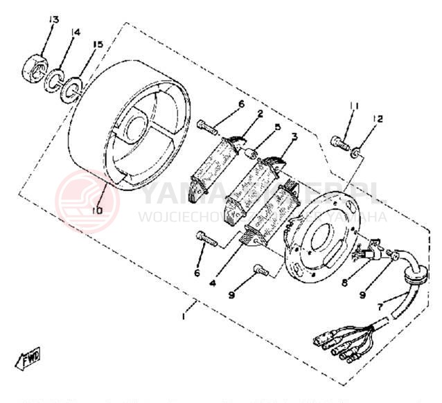 Schemat "Moduł zapłonowy - cewka" do Yamaha SRX440B