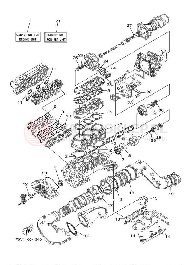 Schemat "Zestaw naprawczy" do Yamaha XA1200AA