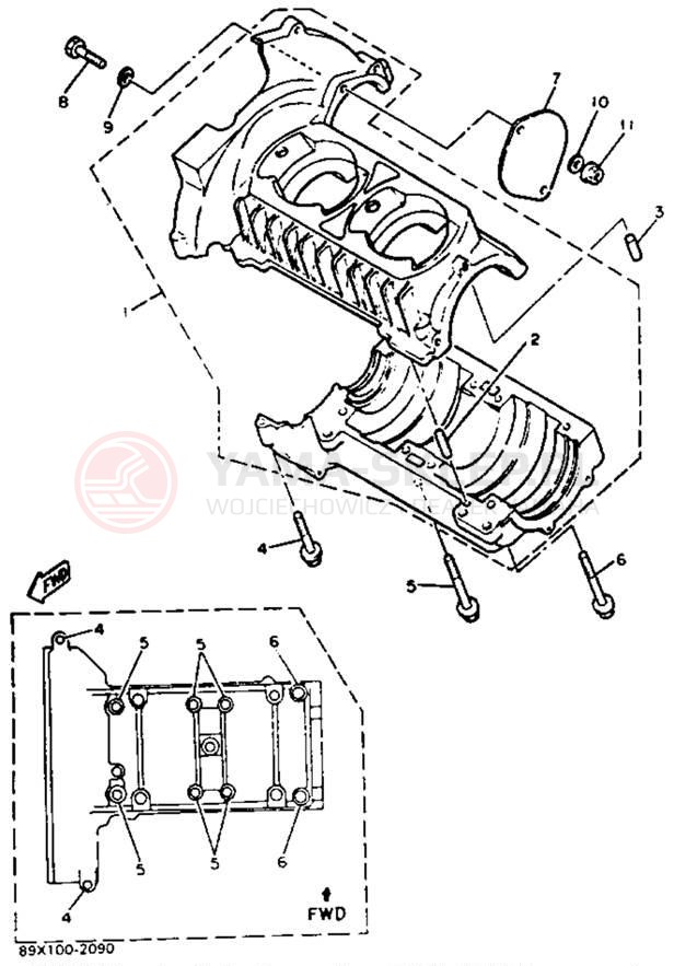 Schemat "Obudowa silnika" do Yamaha ENTICER II LT ET410TRT