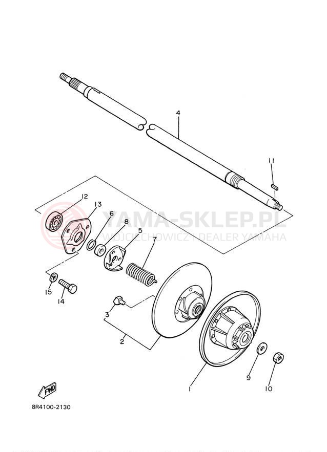 Schemat "Przeniesienie napędu" do Yamaha BR250TF