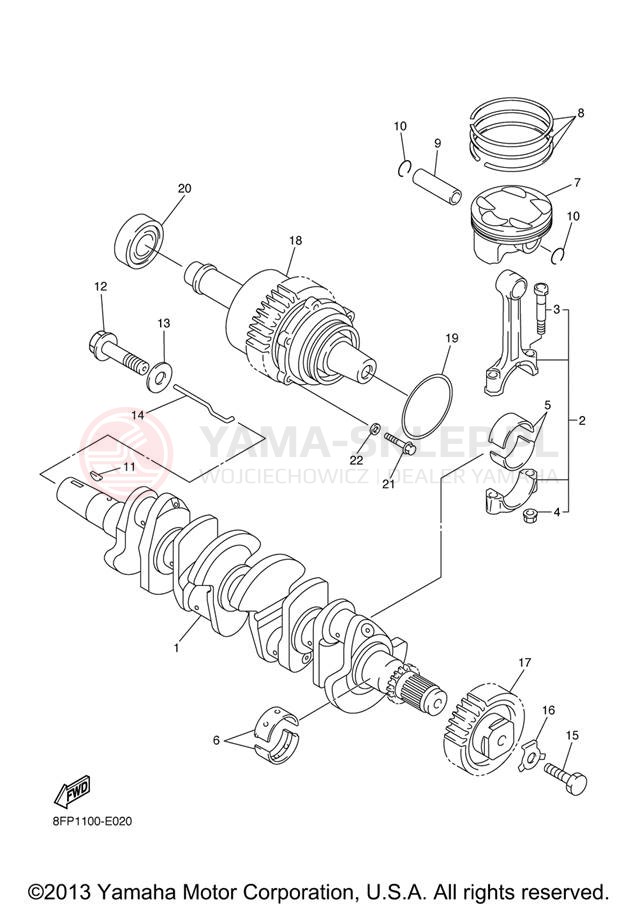 Schemat "Wał korbowy, tłok" do Yamaha APEX MTX RX10MTXL