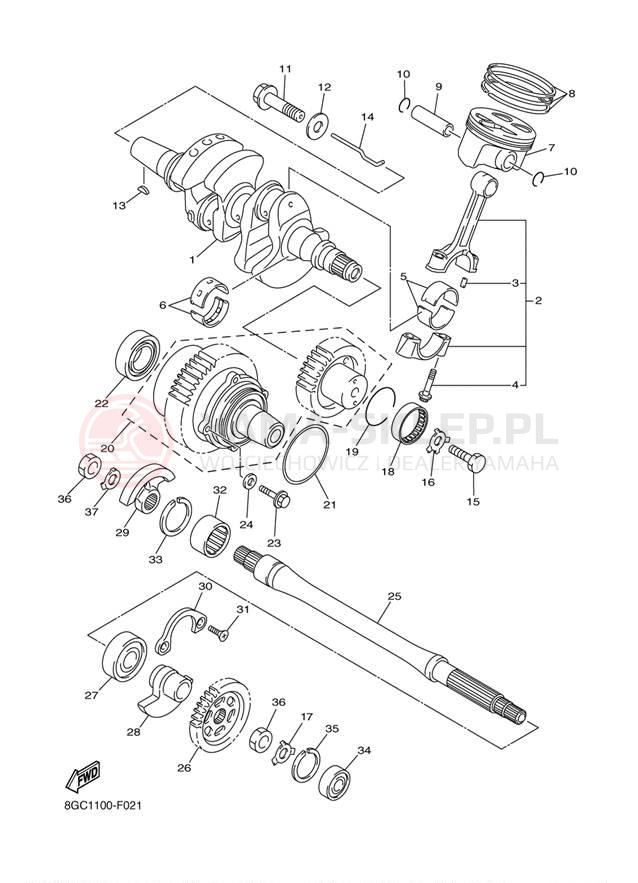 Schemat "Wał korbowy, tłok" do Yamaha VENTURE LITE PZ50VTW