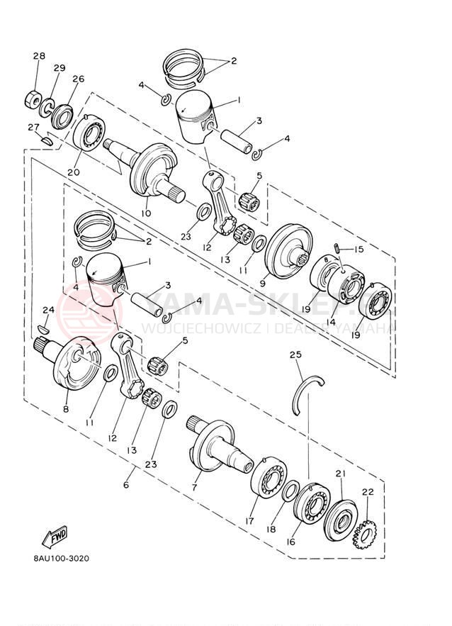 Schemat "Wał korbowy, tłok" do Yamaha VK540 III VK540EF