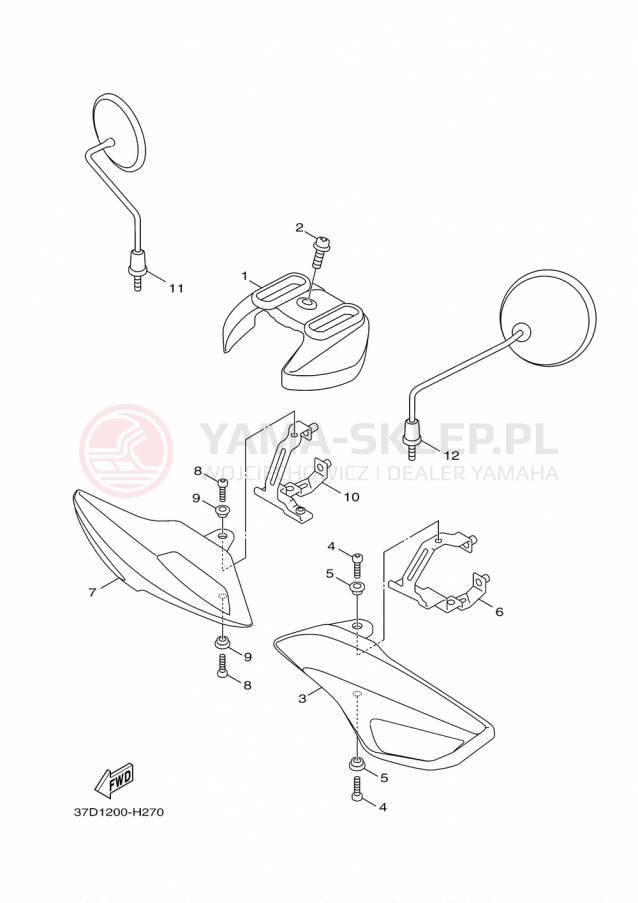 Schemat "elementy nadwozia" do Yamaha ZUMA 125 YW125FGY/YW125FS