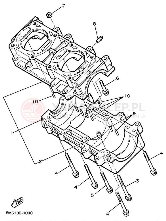 Schemat "Obudowa silnika" do Yamaha V-MAX VMX540H