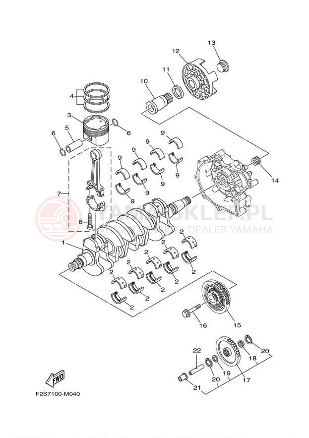 Schemat "Wał korbowy, tłok" do Yamaha WAVE RUNNER FX SHO FA1800N