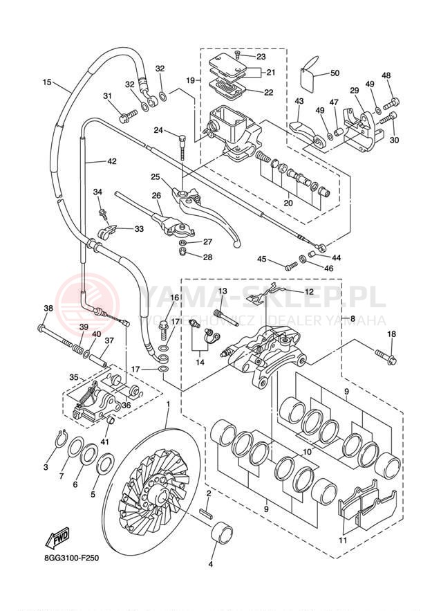 Schemat "hamulec" do Yamaha RAGE RSG90W/RSG90GTW