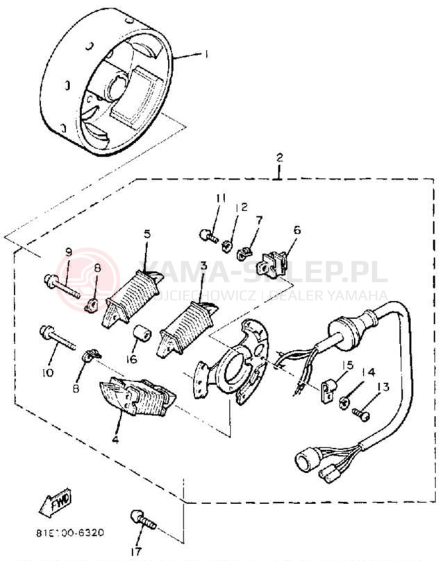 Schemat "prądnica" do Yamaha INVITER CF300L