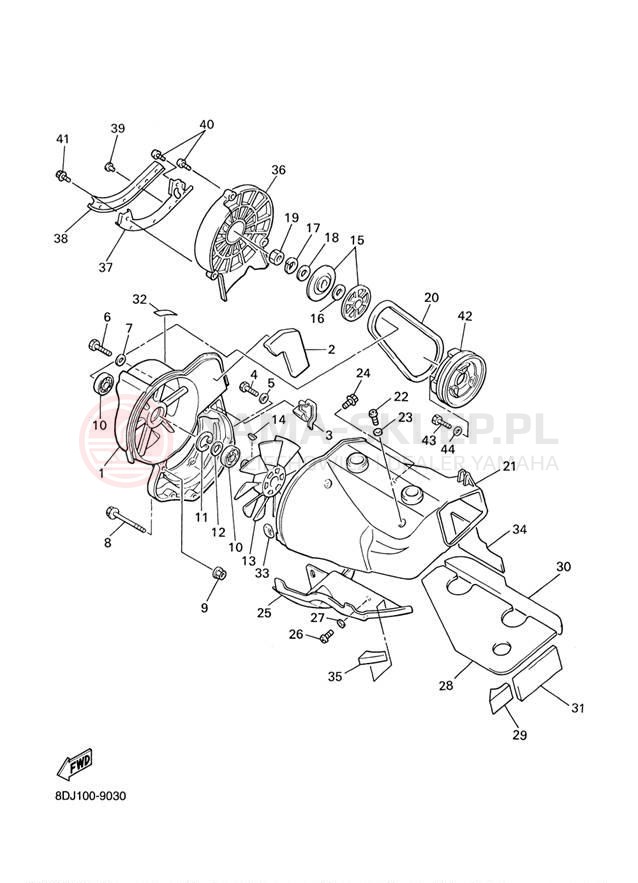 Schemat "Obudowa wentylatora" do Yamaha PHAZER 500 PZ500D
