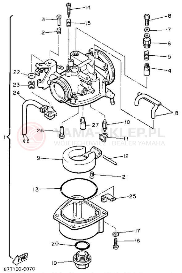 Schemat "Gaźnik" do Yamaha BRAVO T (LONG TRACK) BR250TS