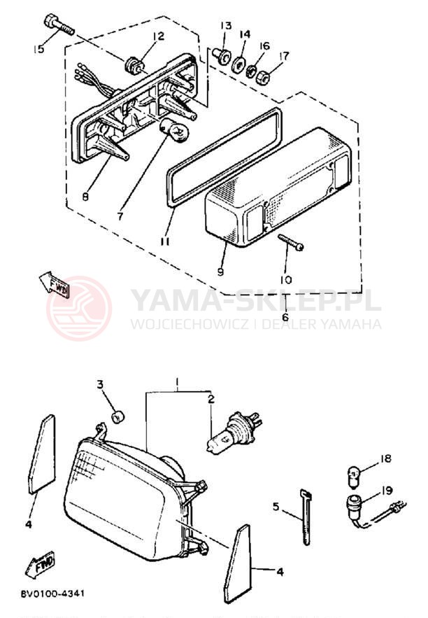 Schemat "Oświetlenie przód i tył" do Yamaha PHAZER PZ480H