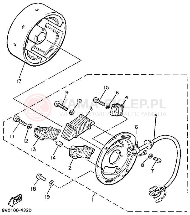 Schemat "prądnica" do Yamaha PHAZER PZ480N