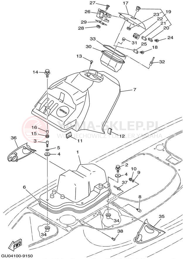 Schemat "ENGINE HATCH" do Yamaha WAVE RUNNER GP800 GP800X