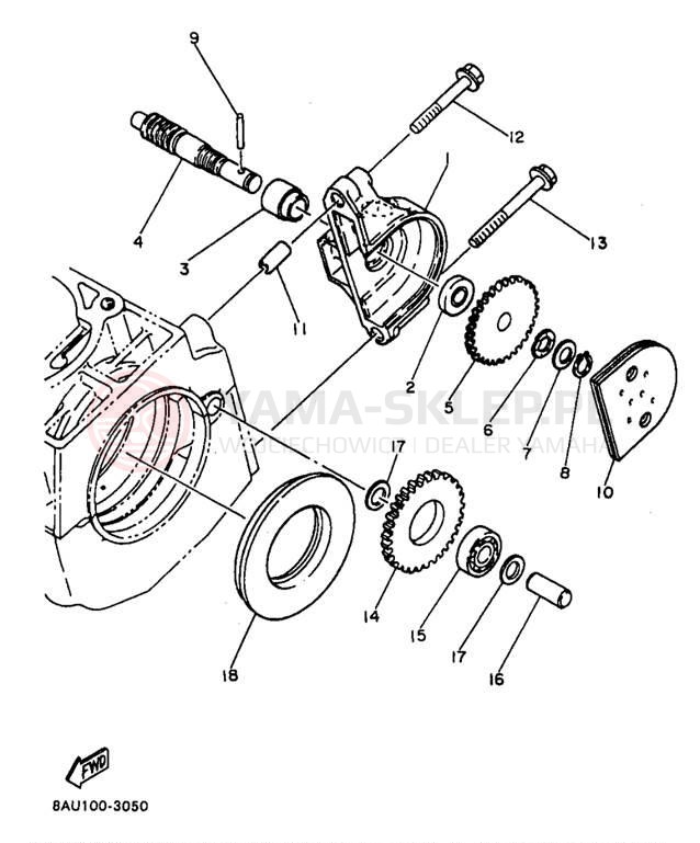Schemat "przeniesienie napędu" do Yamaha VK540 II VK540EB