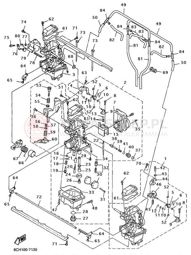 Schemat "gaźnik" do Yamaha VMAX 600 SX VX600SXA/VX700SXA