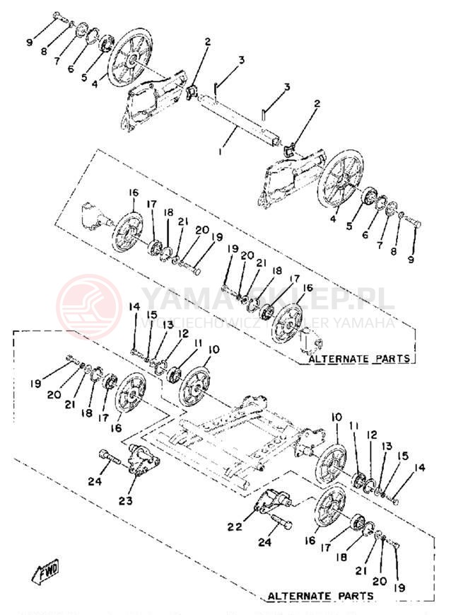 Schemat "Tylna ośka i koło" do Yamaha ET340EC