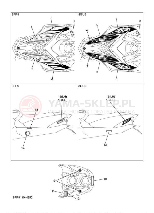 Schemat "naklejki" do Yamaha APEX_RTX RX10RTRYB/RX10RYR