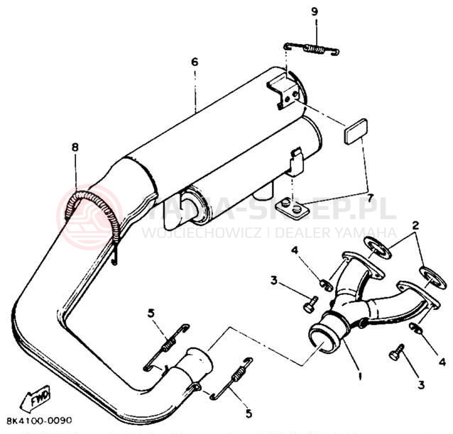 Schemat "Wydech końcowy" do Yamaha XLV XL540M