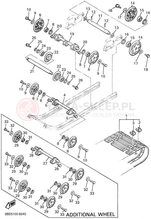 Schemat "Zawieszenie gąsiennicy" do Yamaha BRAVO LT BR250TD