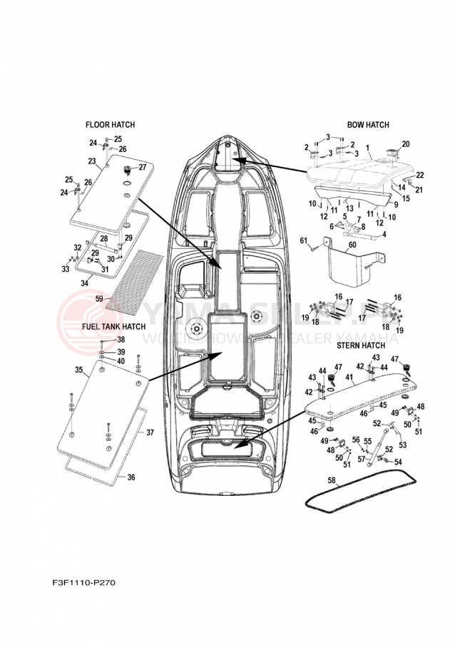 Schemat "DECK HATCH" do Yamaha 242 LIMITED SAT1800JP
