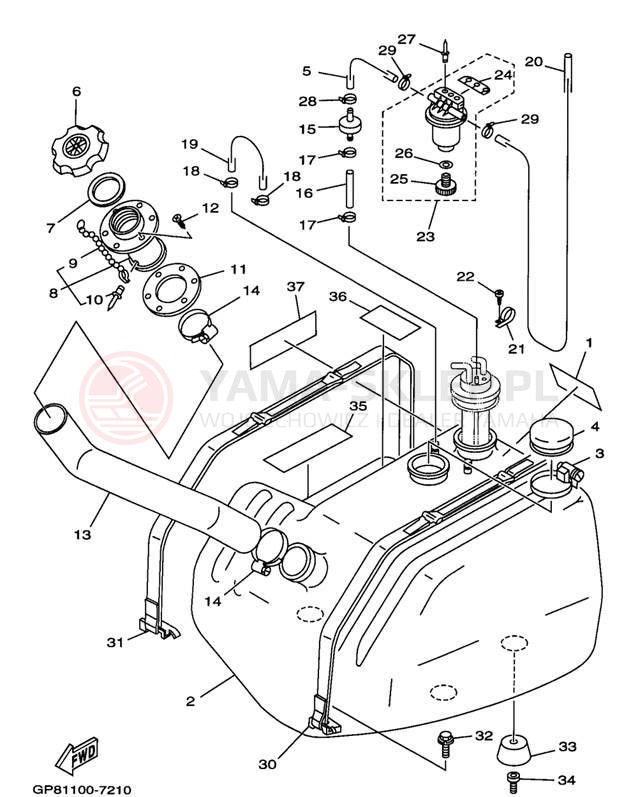 Schemat "zbiornik paliwa" do Yamaha WAVE RUNNER GP1200 GP1200V