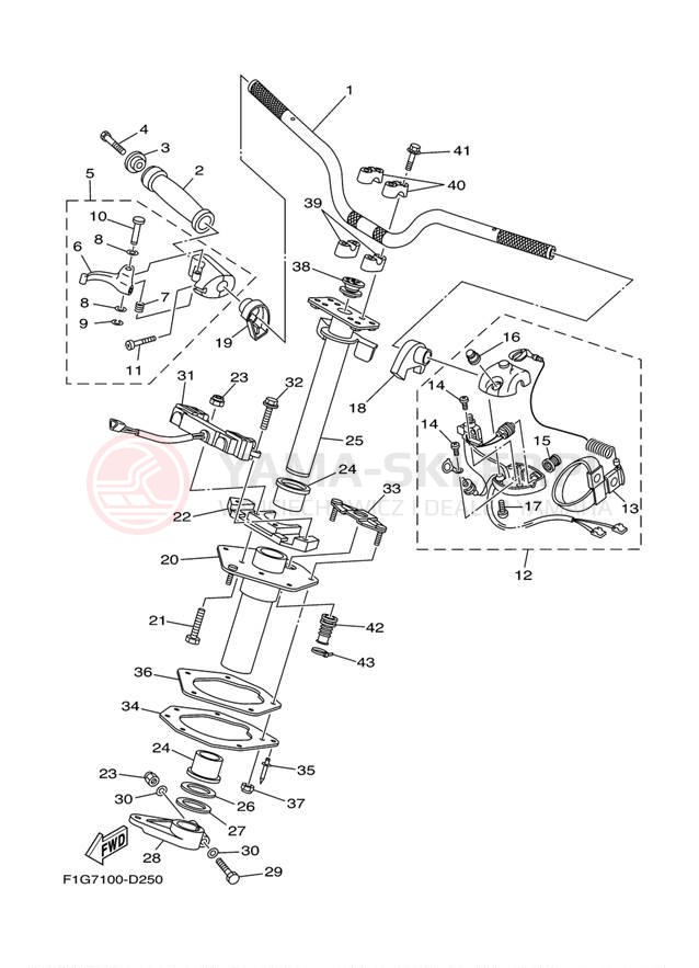 Schemat "Kierownica i osprzęt" do Yamaha WaveRunner GP1300R GP1300D