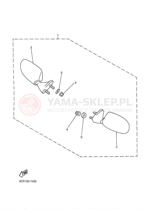 Schemat "REAR VIEW MIRROR" do Yamaha SX500R SX500D
